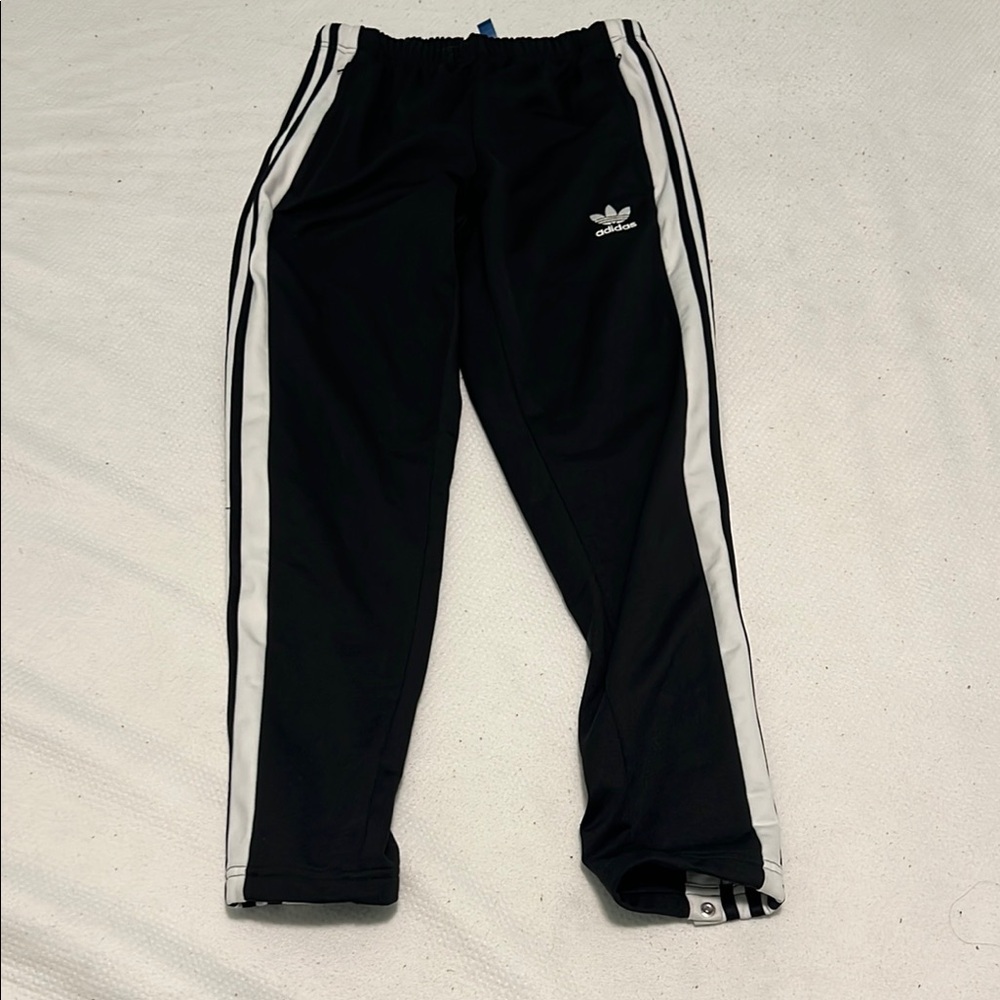 Adidas Originals Snap Button Track Pants - Black & White - Tearaway Joggers